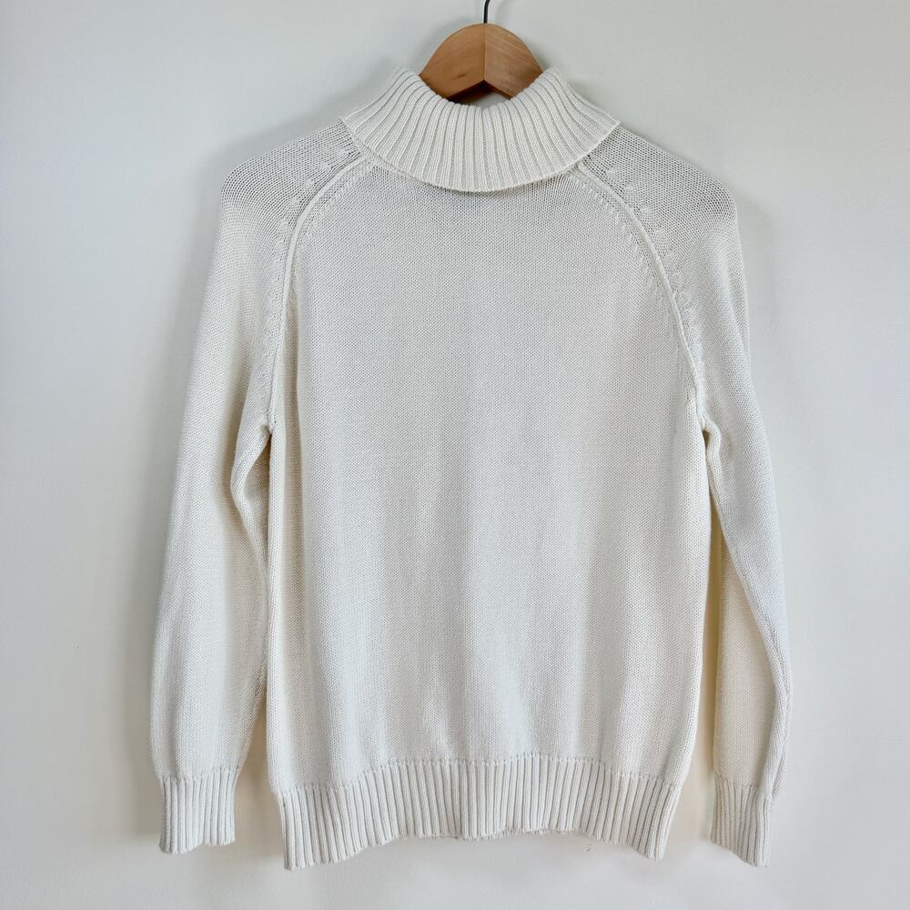 Karen Scott Turtleneck Sweater White Cotton Knit Fall Winter Basic Petites Small